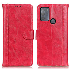 Funda de Cuero Cartera con Soporte Carcasa D07Y para Motorola Moto G50 Rojo