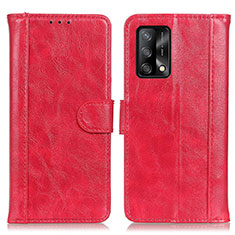 Funda de Cuero Cartera con Soporte Carcasa D07Y para Oppo F19 Rojo