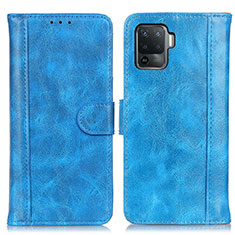 Funda de Cuero Cartera con Soporte Carcasa D07Y para Oppo Reno5 F Azul Cielo