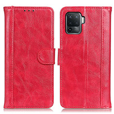 Funda de Cuero Cartera con Soporte Carcasa D07Y para Oppo Reno5 F Rojo