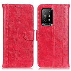 Funda de Cuero Cartera con Soporte Carcasa D07Y para Oppo Reno5 Z 5G Rojo