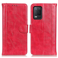 Funda de Cuero Cartera con Soporte Carcasa D07Y para Realme 8 5G Rojo