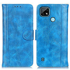 Funda de Cuero Cartera con Soporte Carcasa D07Y para Realme C21 Azul Cielo