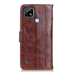 Funda de Cuero Cartera con Soporte Carcasa D07Y para Realme C21 Marron