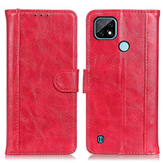 Funda de Cuero Cartera con Soporte Carcasa D07Y para Realme C21 Rojo