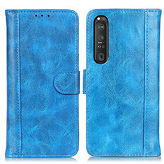 Funda de Cuero Cartera con Soporte Carcasa D07Y para Sony Xperia 1 III Azul Cielo