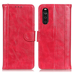 Funda de Cuero Cartera con Soporte Carcasa D07Y para Sony Xperia 10 III Lite Rojo