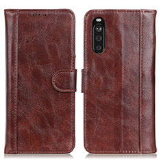 Funda de Cuero Cartera con Soporte Carcasa D07Y para Sony Xperia 10 III Marron