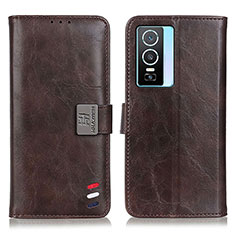 Funda de Cuero Cartera con Soporte Carcasa D07Y para Vivo Y74s 5G Marron