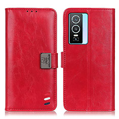 Funda de Cuero Cartera con Soporte Carcasa D07Y para Vivo Y74s 5G Rojo