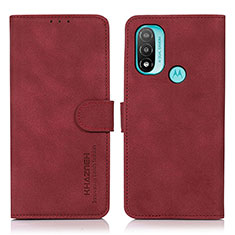 Funda de Cuero Cartera con Soporte Carcasa D08Y para Motorola Moto E20 Rojo