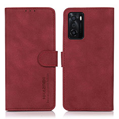 Funda de Cuero Cartera con Soporte Carcasa D08Y para Oppo A55S 5G Rojo