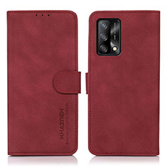 Funda de Cuero Cartera con Soporte Carcasa D08Y para Oppo F19 Rojo