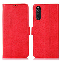 Funda de Cuero Cartera con Soporte Carcasa D08Y para Sony Xperia 10 III Lite Rojo