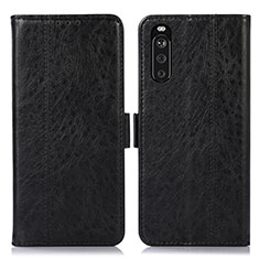 Funda de Cuero Cartera con Soporte Carcasa D08Y para Sony Xperia 10 III SOG04 Negro