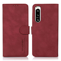 Funda de Cuero Cartera con Soporte Carcasa D08Y para Sony Xperia 5 IV Rojo