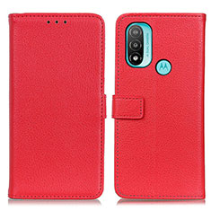 Funda de Cuero Cartera con Soporte Carcasa D09Y para Motorola Moto E20 Rojo