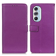 Funda de Cuero Cartera con Soporte Carcasa D09Y para Motorola Moto Edge 30 Pro 5G Morado