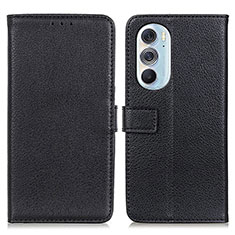 Funda de Cuero Cartera con Soporte Carcasa D09Y para Motorola Moto Edge 30 Pro 5G Negro