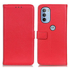 Funda de Cuero Cartera con Soporte Carcasa D09Y para Motorola Moto G31 Rojo