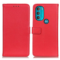 Funda de Cuero Cartera con Soporte Carcasa D09Y para Motorola Moto G71 5G Rojo