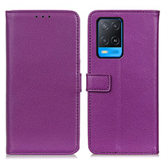 Funda de Cuero Cartera con Soporte Carcasa D09Y para Oppo A54 4G Morado