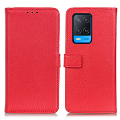 Funda de Cuero Cartera con Soporte Carcasa D09Y para Oppo A54 4G Rojo