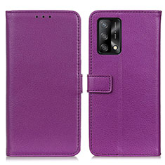 Funda de Cuero Cartera con Soporte Carcasa D09Y para Oppo A74 4G Morado