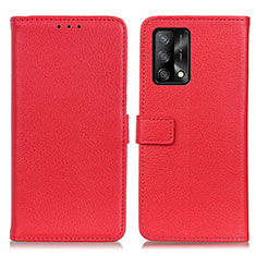 Funda de Cuero Cartera con Soporte Carcasa D09Y para Oppo A74 4G Rojo