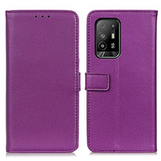 Funda de Cuero Cartera con Soporte Carcasa D09Y para Oppo A95 5G Morado