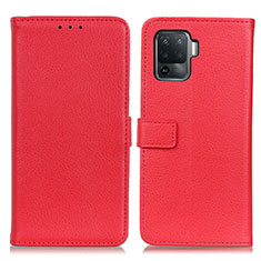 Funda de Cuero Cartera con Soporte Carcasa D09Y para Oppo F19 Pro Rojo