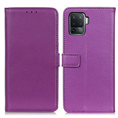 Funda de Cuero Cartera con Soporte Carcasa D09Y para Oppo Reno5 F Morado