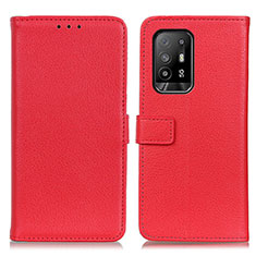 Funda de Cuero Cartera con Soporte Carcasa D09Y para Oppo Reno5 Z 5G Rojo