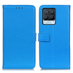 Funda de Cuero Cartera con Soporte Carcasa D09Y para Realme 8 4G Azul Cielo