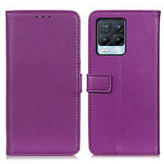 Funda de Cuero Cartera con Soporte Carcasa D09Y para Realme 8 4G Morado