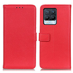 Funda de Cuero Cartera con Soporte Carcasa D09Y para Realme 8 4G Rojo