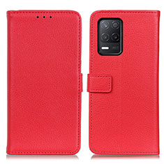 Funda de Cuero Cartera con Soporte Carcasa D09Y para Realme 8 5G Rojo