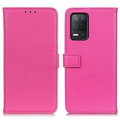 Funda de Cuero Cartera con Soporte Carcasa D09Y para Realme 8 5G Rosa Roja