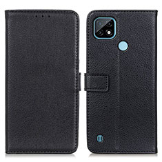 Funda de Cuero Cartera con Soporte Carcasa D09Y para Realme C21 Negro