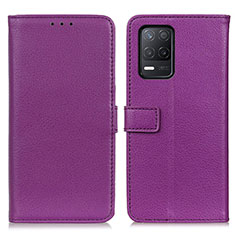 Funda de Cuero Cartera con Soporte Carcasa D09Y para Realme Q3 5G Morado