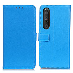 Funda de Cuero Cartera con Soporte Carcasa D09Y para Sony Xperia 1 III Azul Cielo