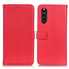 Funda de Cuero Cartera con Soporte Carcasa D09Y para Sony Xperia 10 III Rojo