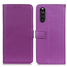 Funda de Cuero Cartera con Soporte Carcasa D09Y para Sony Xperia 10 III SOG04 Morado