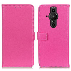 Funda de Cuero Cartera con Soporte Carcasa D09Y para Sony Xperia PRO-I Rosa Roja