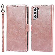 Funda de Cuero Cartera con Soporte Carcasa D10T para Samsung Galaxy S22 Plus 5G Oro Rosa