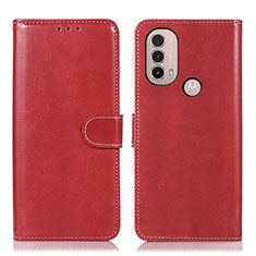 Funda de Cuero Cartera con Soporte Carcasa D10Y para Motorola Moto E20 Rojo