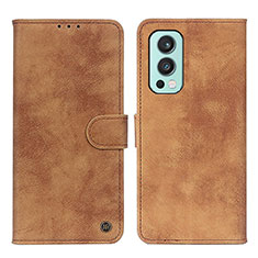 Funda de Cuero Cartera con Soporte Carcasa D10Y para OnePlus Nord 2 5G Marron