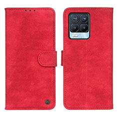 Funda de Cuero Cartera con Soporte Carcasa D10Y para Realme 8 4G Rojo