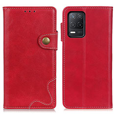 Funda de Cuero Cartera con Soporte Carcasa D10Y para Realme 8 5G Rojo