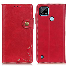 Funda de Cuero Cartera con Soporte Carcasa D10Y para Realme C21 Rojo